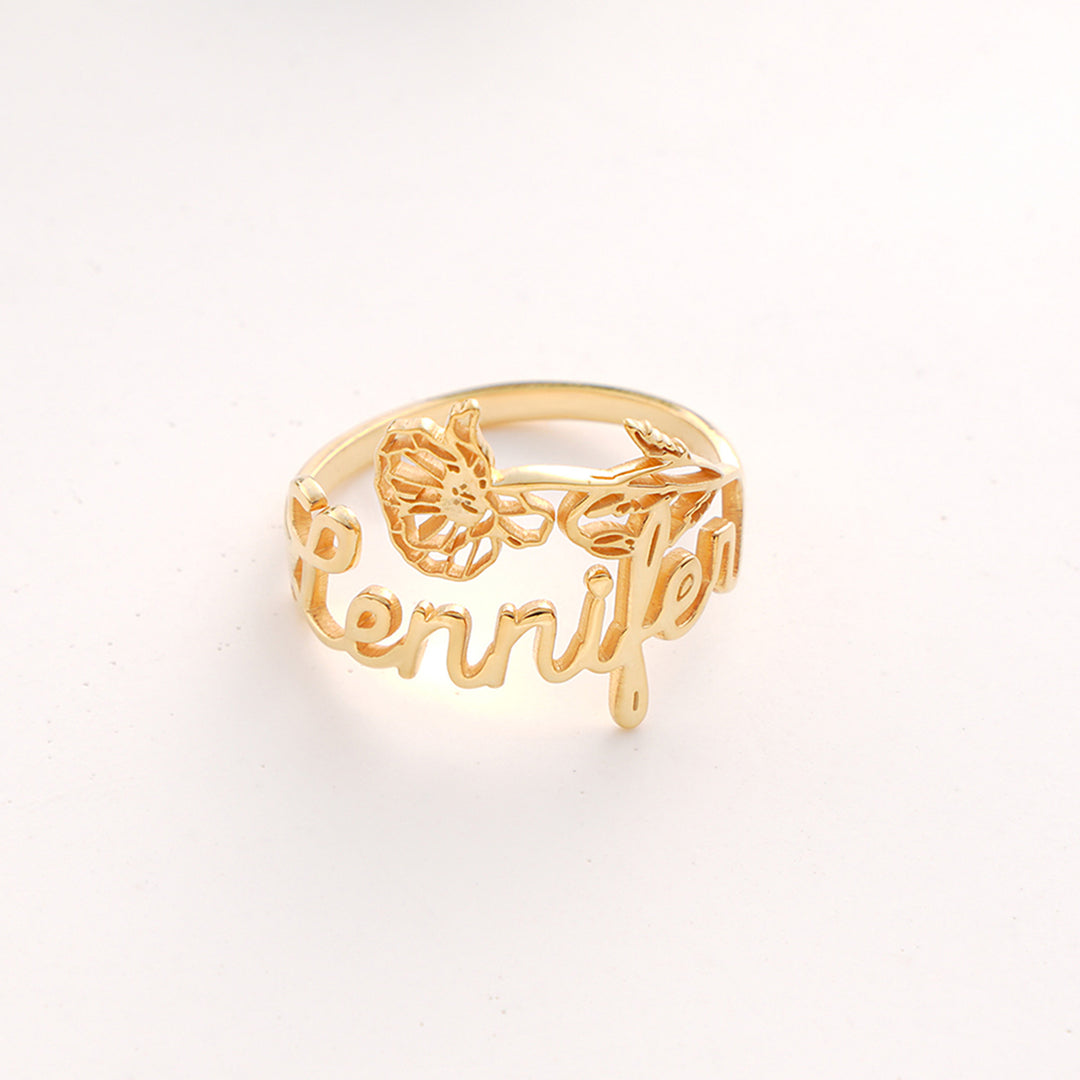 Birthflower Name Ring