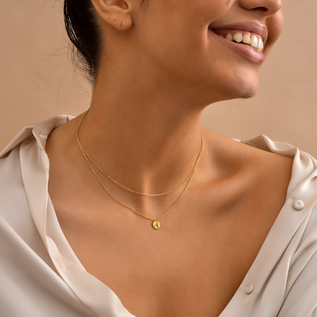 Tiny Discs Layer Necklace - worn by a model