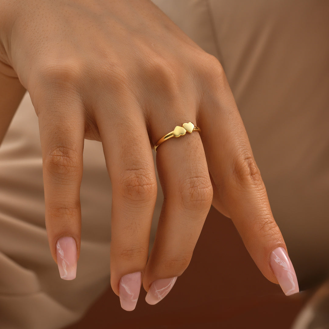 Tiny Hearts Ring - worn by a model