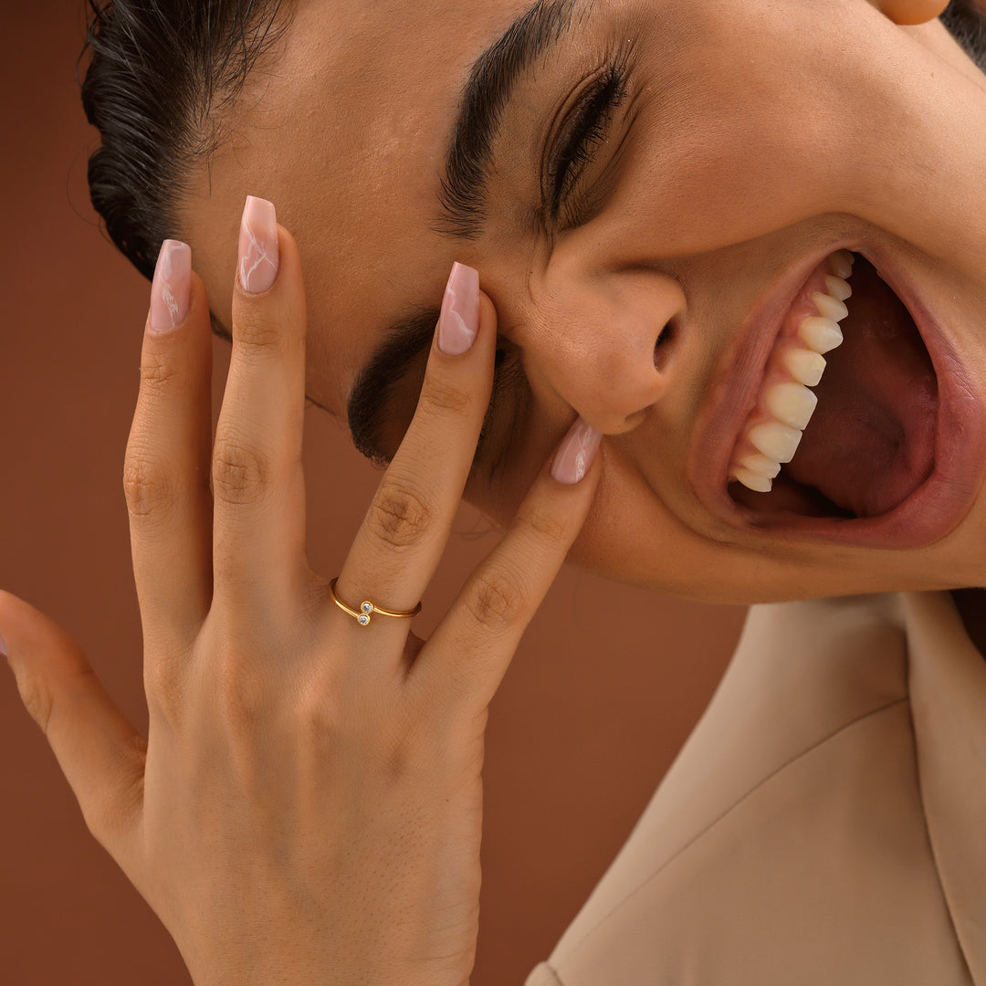 Dual Birthstone Ring - worn by a model