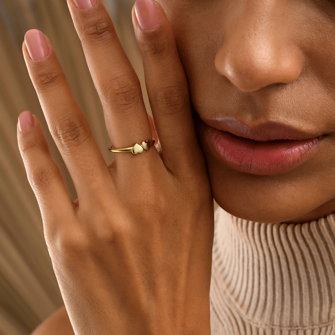 Tiny Hearts Ring - worn by a model 2