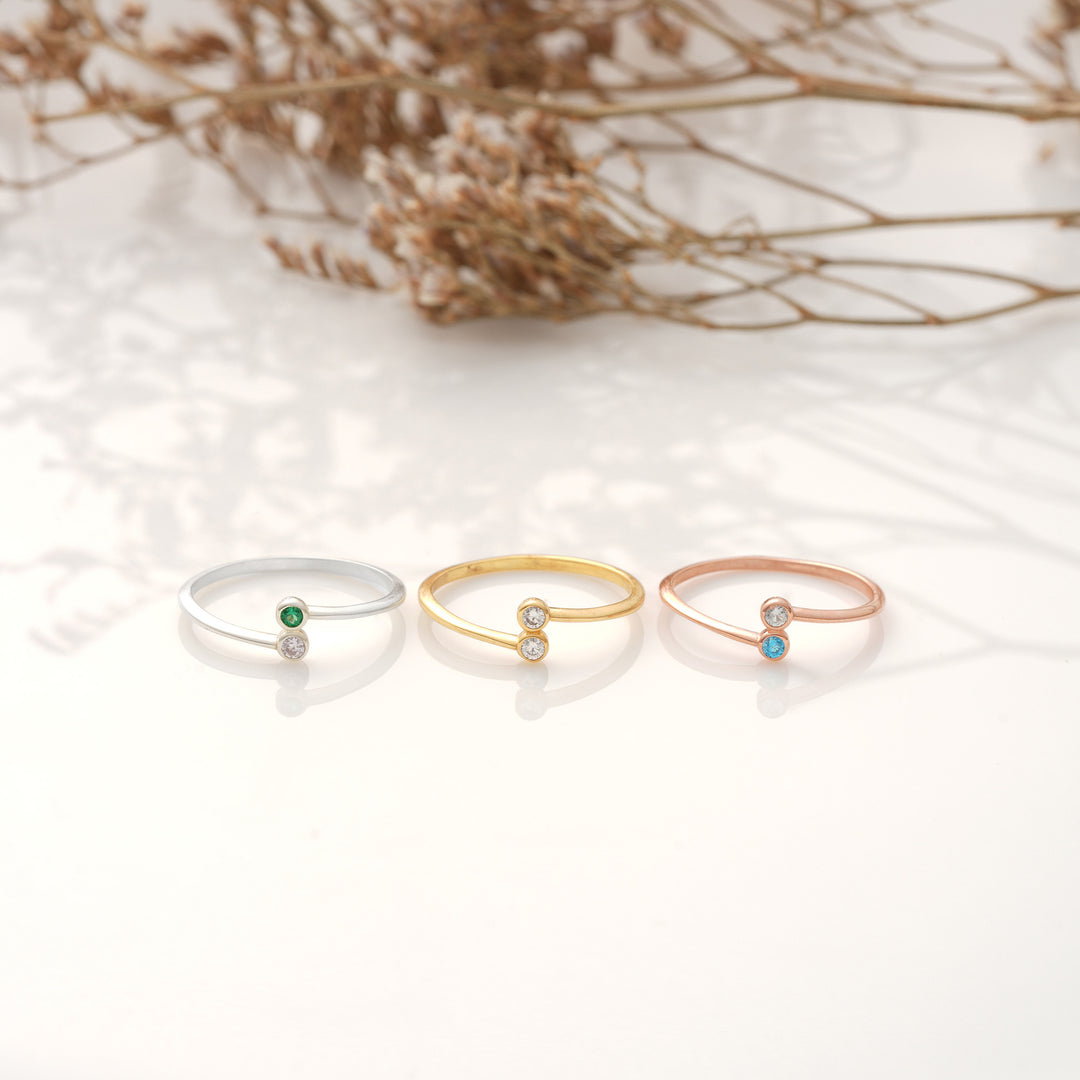 Dual Birthstone Ring -set