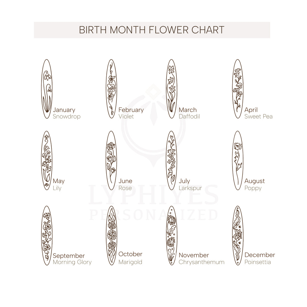 birth month flower chart Engraved Birthflower Ring