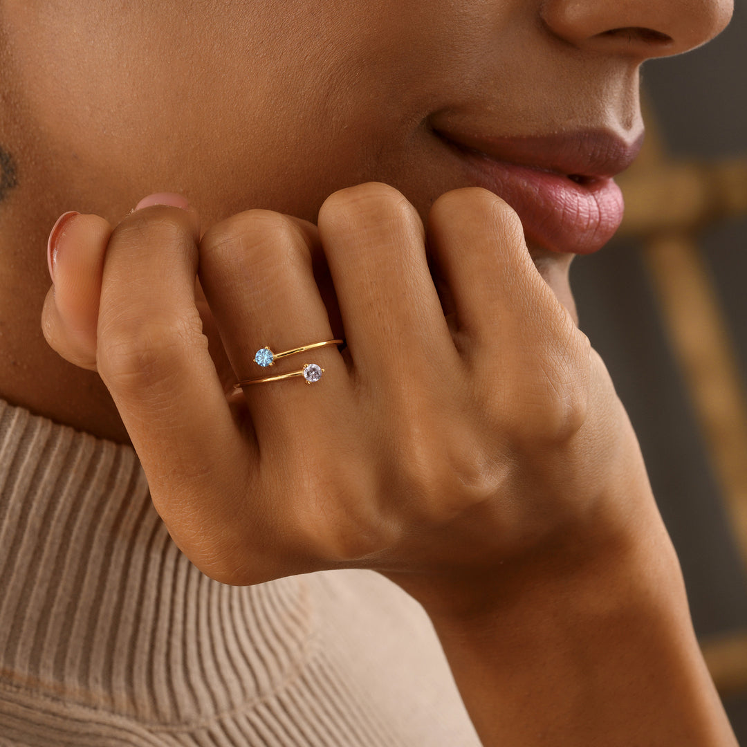 Birthstone Ring 1 to 5 - worn by a model 3