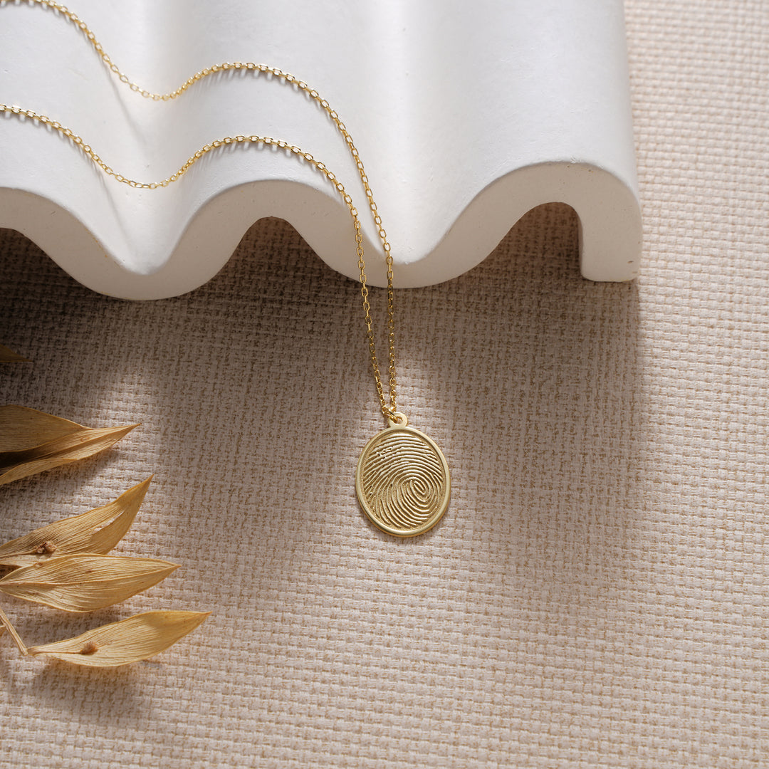 Oval Disc Necklace (Finger Print)