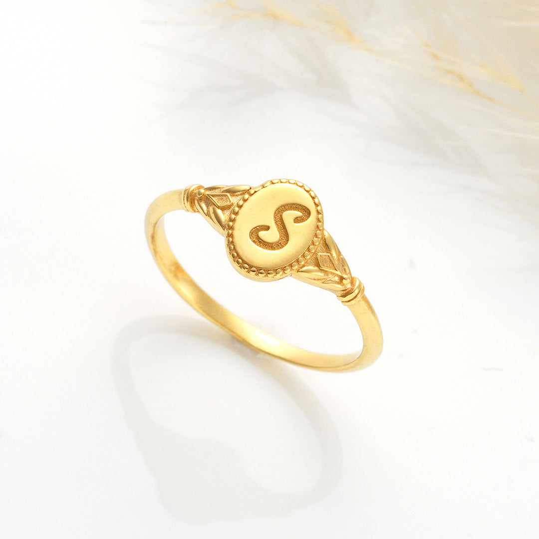 Engraved Initial Signet Ring