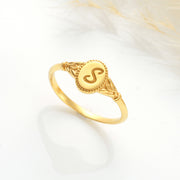 Engraved Initial Signet Ring
