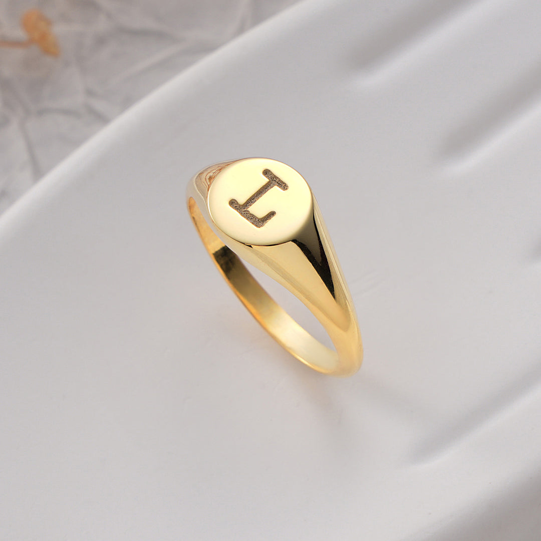 Initial Engraved Signet Ring