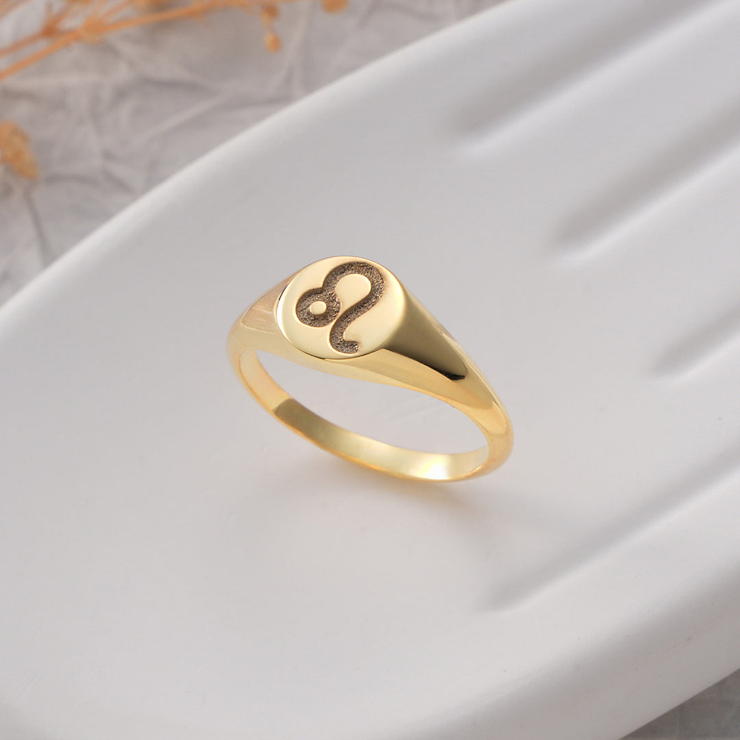 Zodiac Sign Engraved Signet Ring