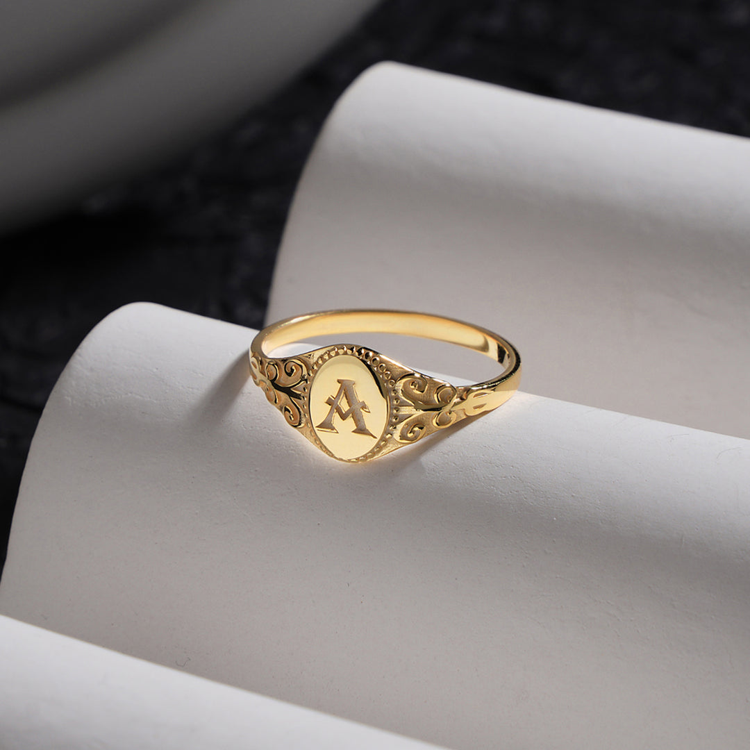Engraved Monogram Signet Ring