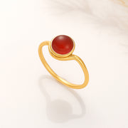 Natural Round Carnelian Stone Ring