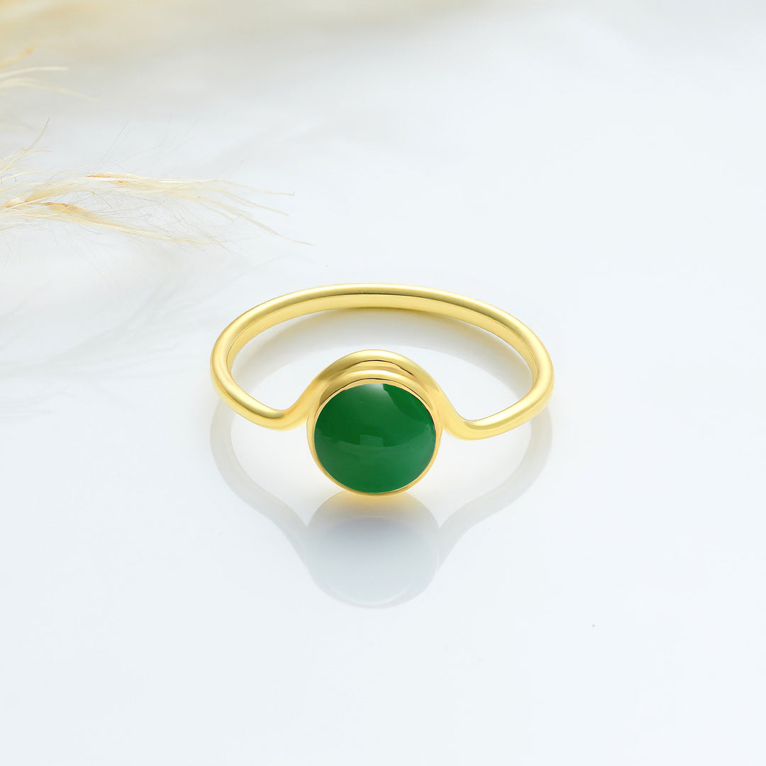 Natural Round Emerald Stone Ring