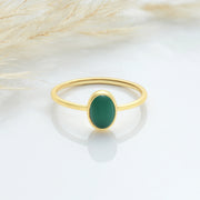 Natural Oval Emerald Stone Ring – Gold Filled Green Gemstone Jewelry by Lyphiyes