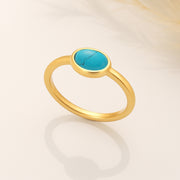 Natural Oval Turquoise Stone Ring – Gold Filled Blue Gemstone Jewelry by Lyphiyes