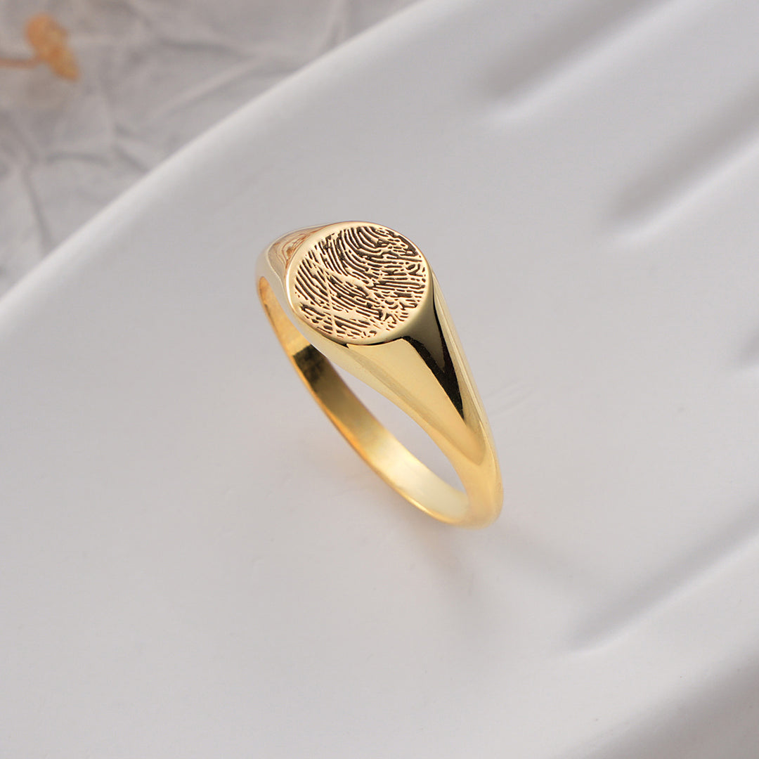 Finger Print Engraved Signet Ring