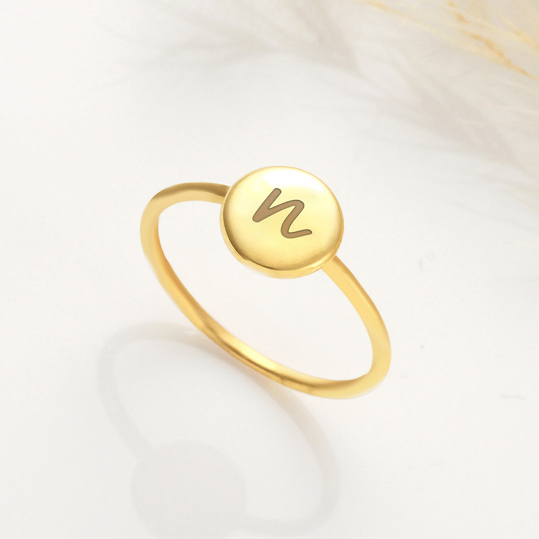 Engraved Initial Round Ring