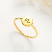 Engraved Initial Round Ring