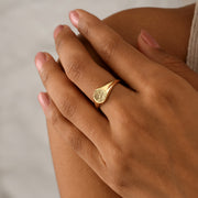 Finger Print Engraved Signet Ring - worn by a model