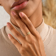 Cut Out Birthflower Ring - worn by a model