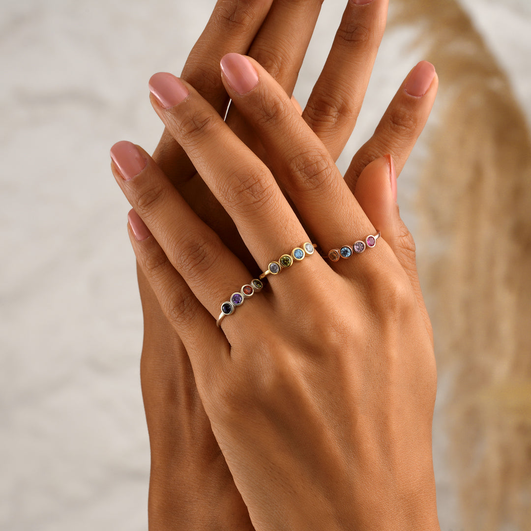 Round Birthstone Ring - set