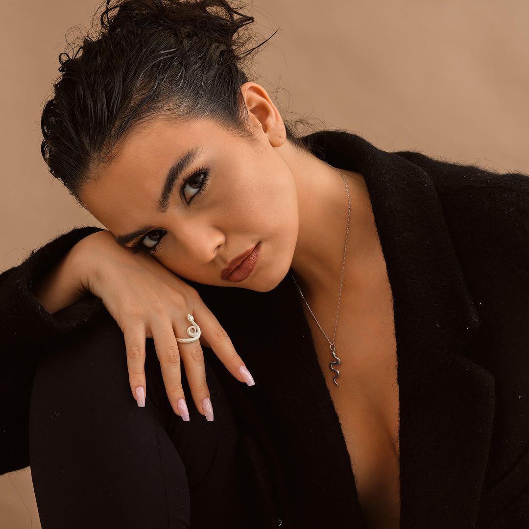 Snake Ring - worn by a model 2 