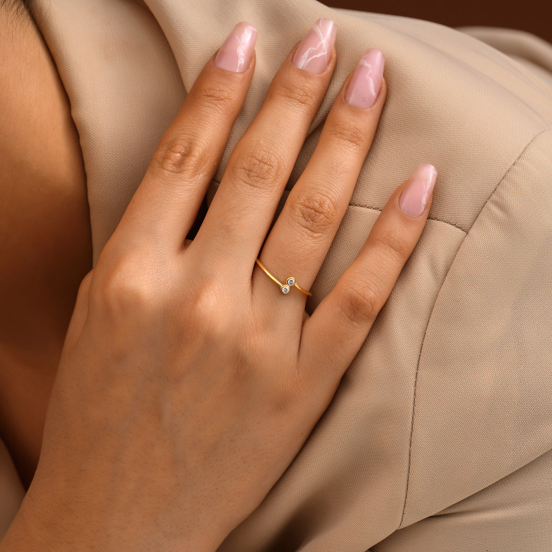 Dual Birthstone Ring - worn by a model 2 
