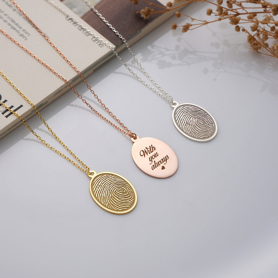 Oval Disc Necklace (Finger Print) - set