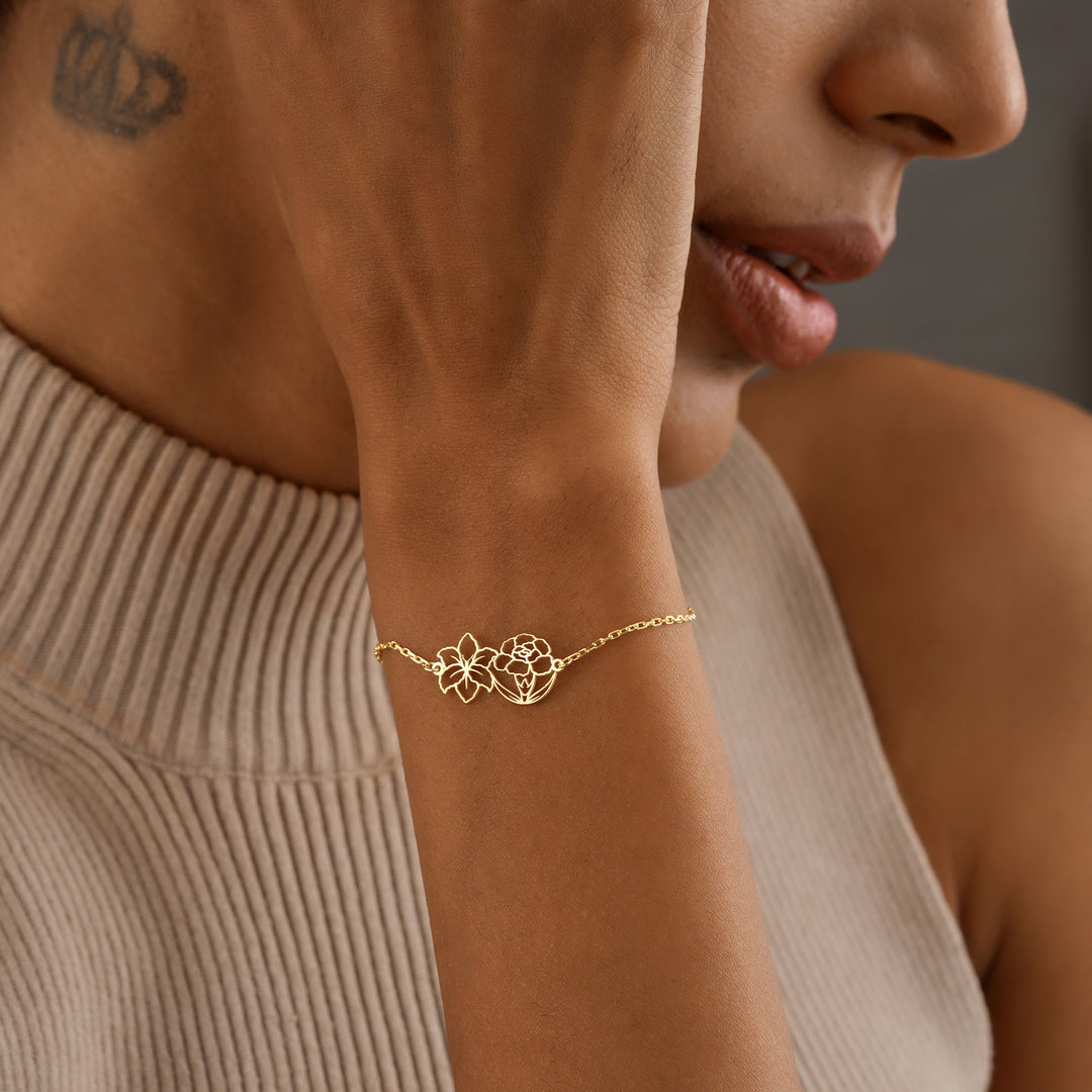 Birthflower Cut Out Bracelet I - worn by a model 2 