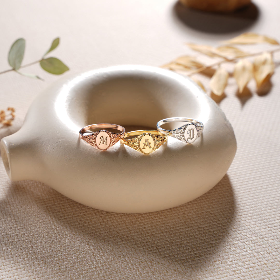 Engraved Monogram Signet Ring
