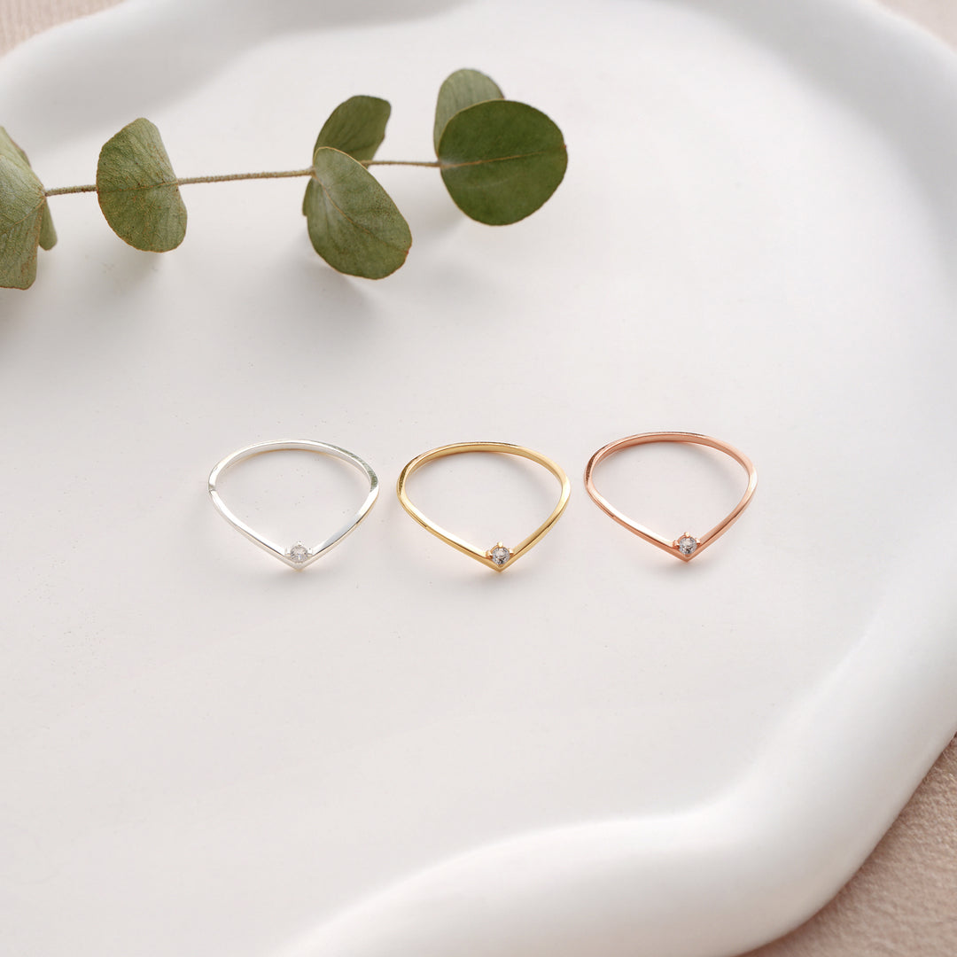 Diamond Chevron Ring - set