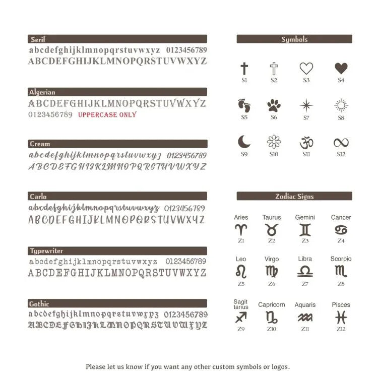 Collection of different font styles and symbols on a white background