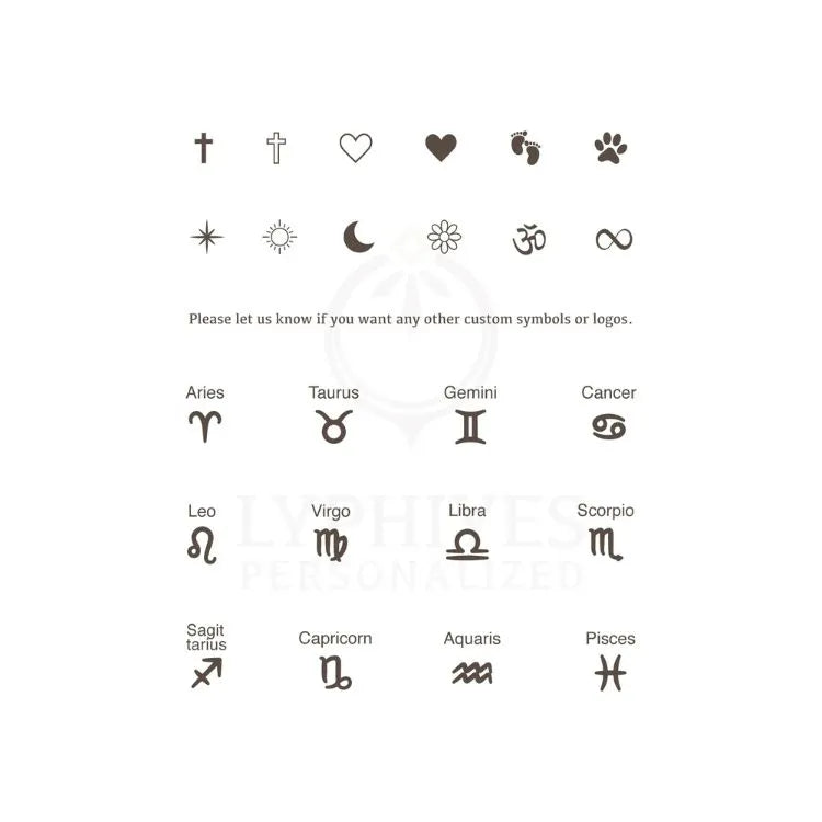 Collection of zodiac symbols and icons on a white background