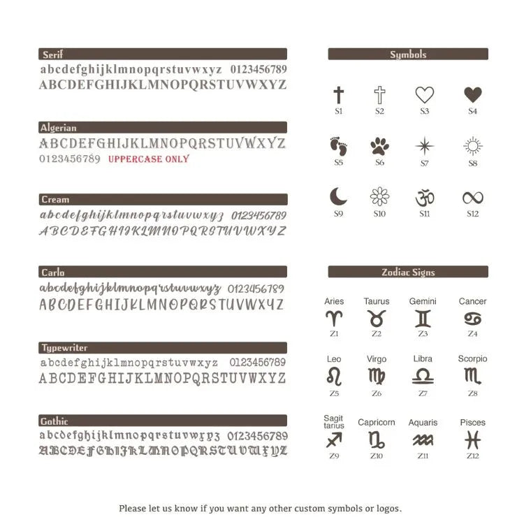 Collection of different font styles and symbols on a white background