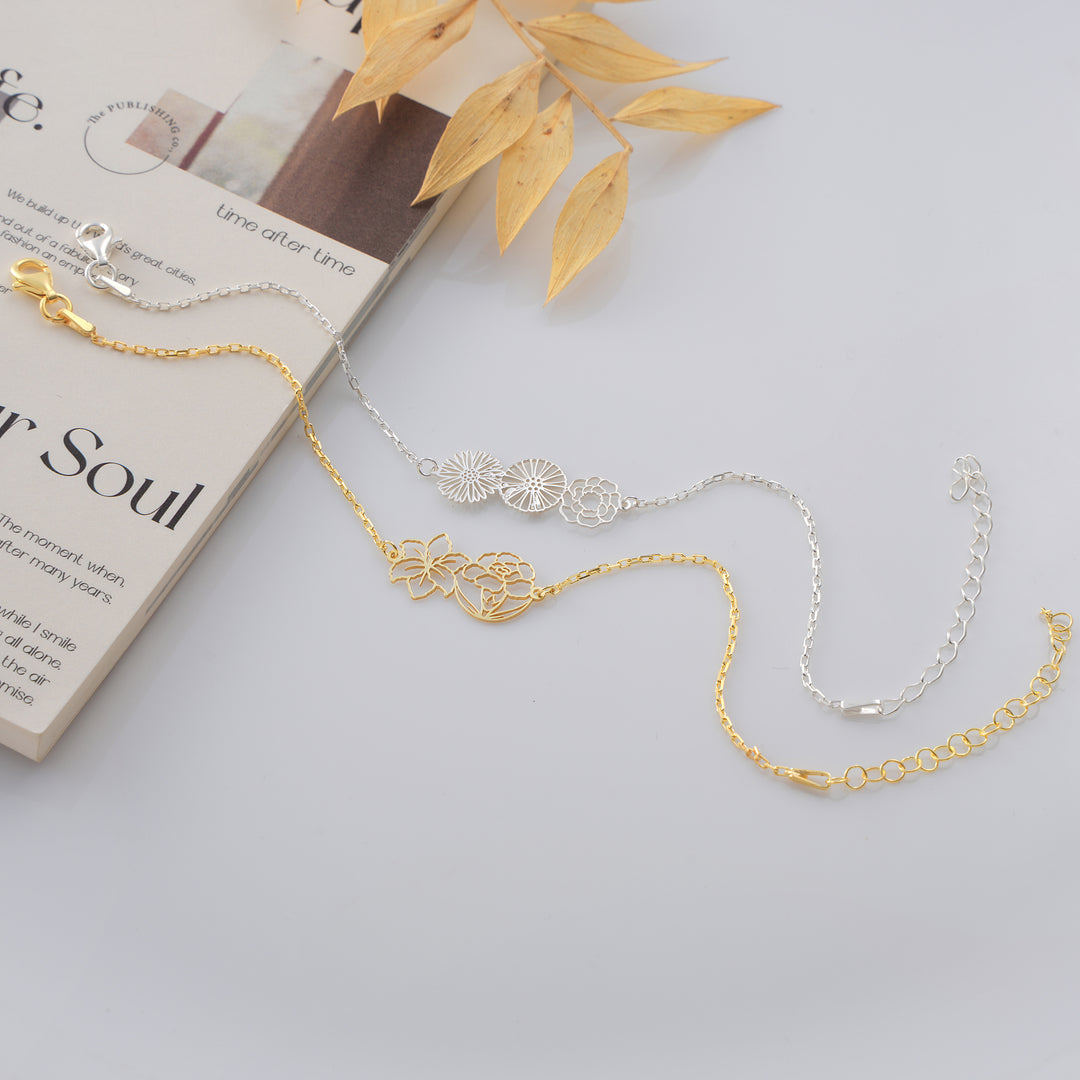 Cut Out Birthflower Bracelet set