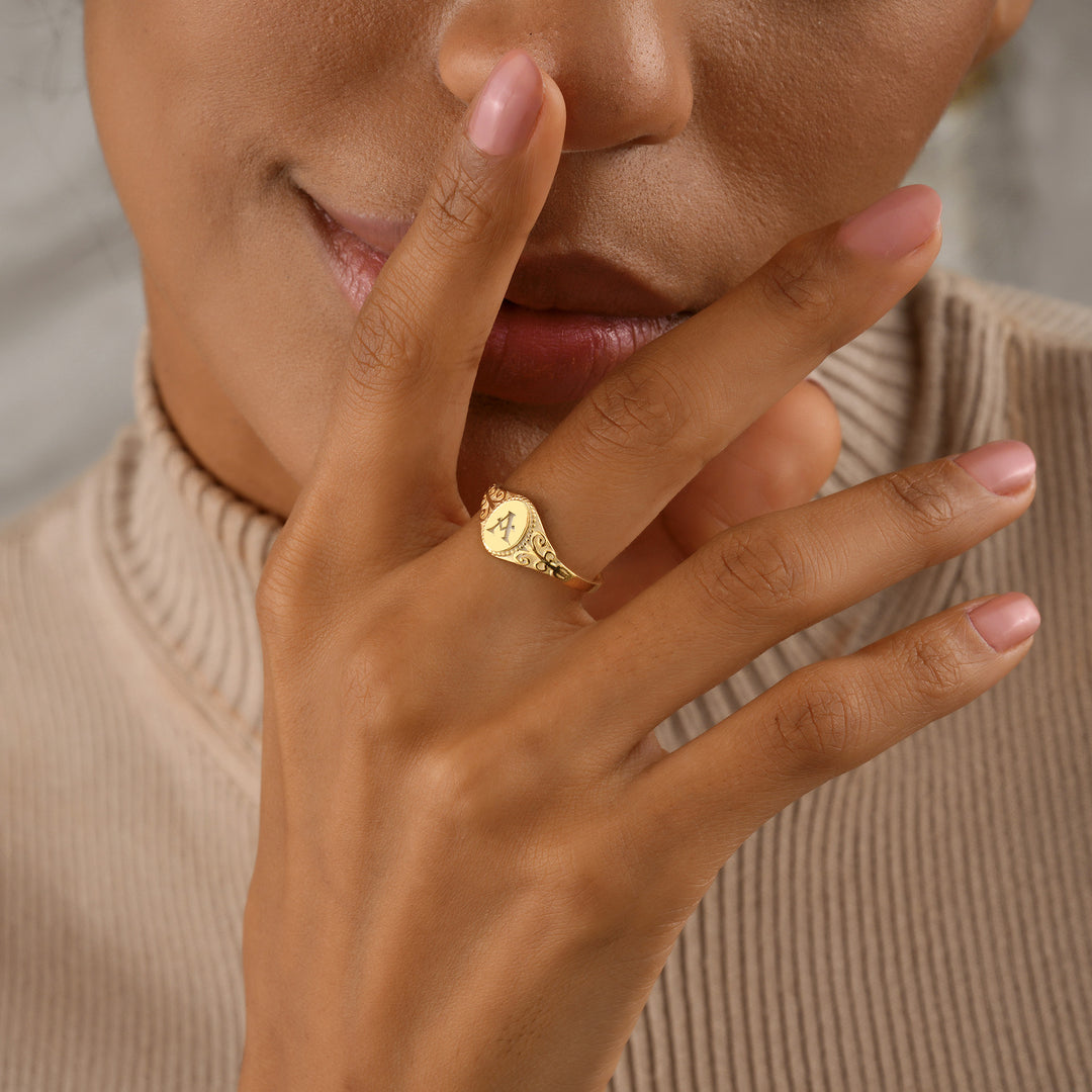 Engraved Monogram Signet Ring
