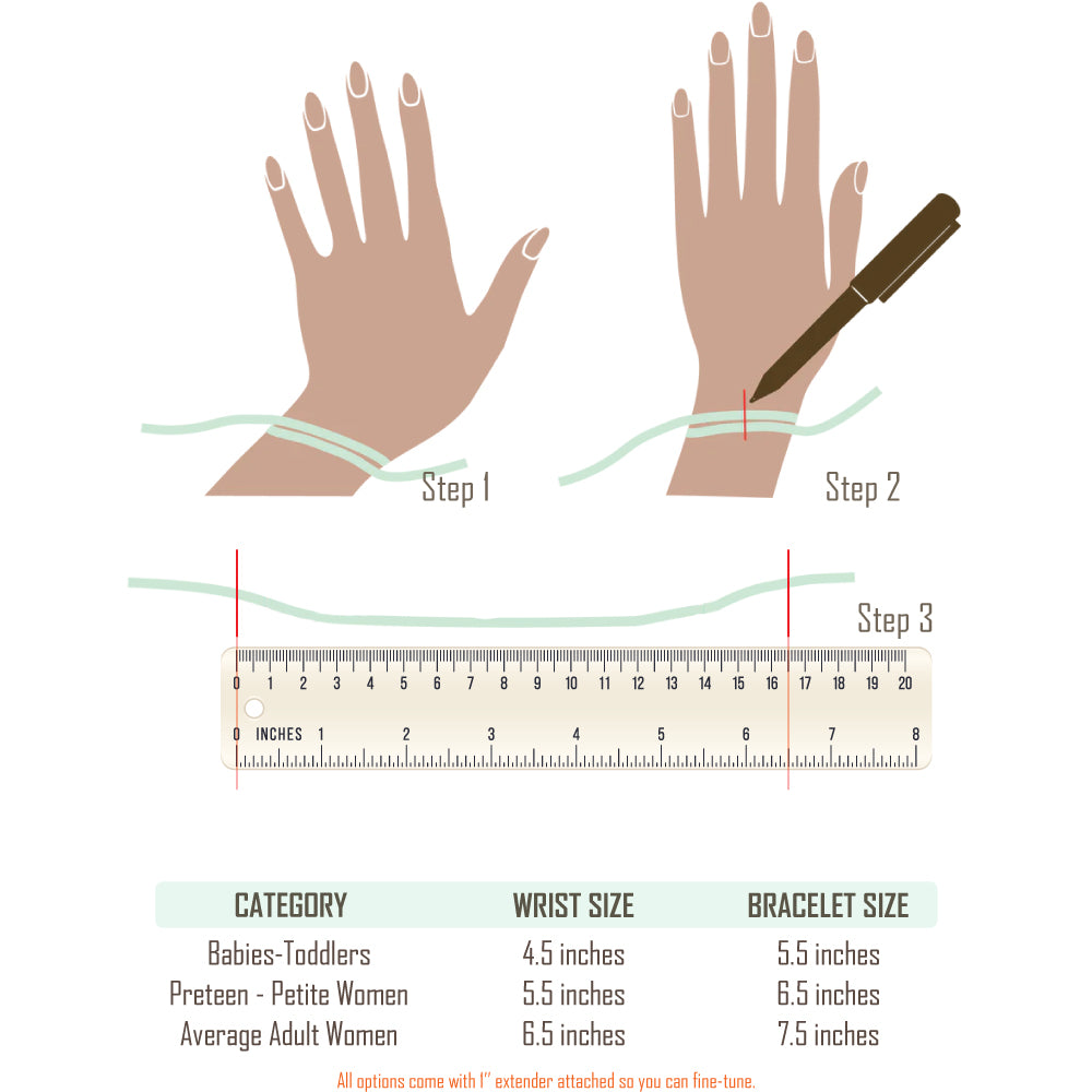Birthflower Cut Out Bracelet I size chart