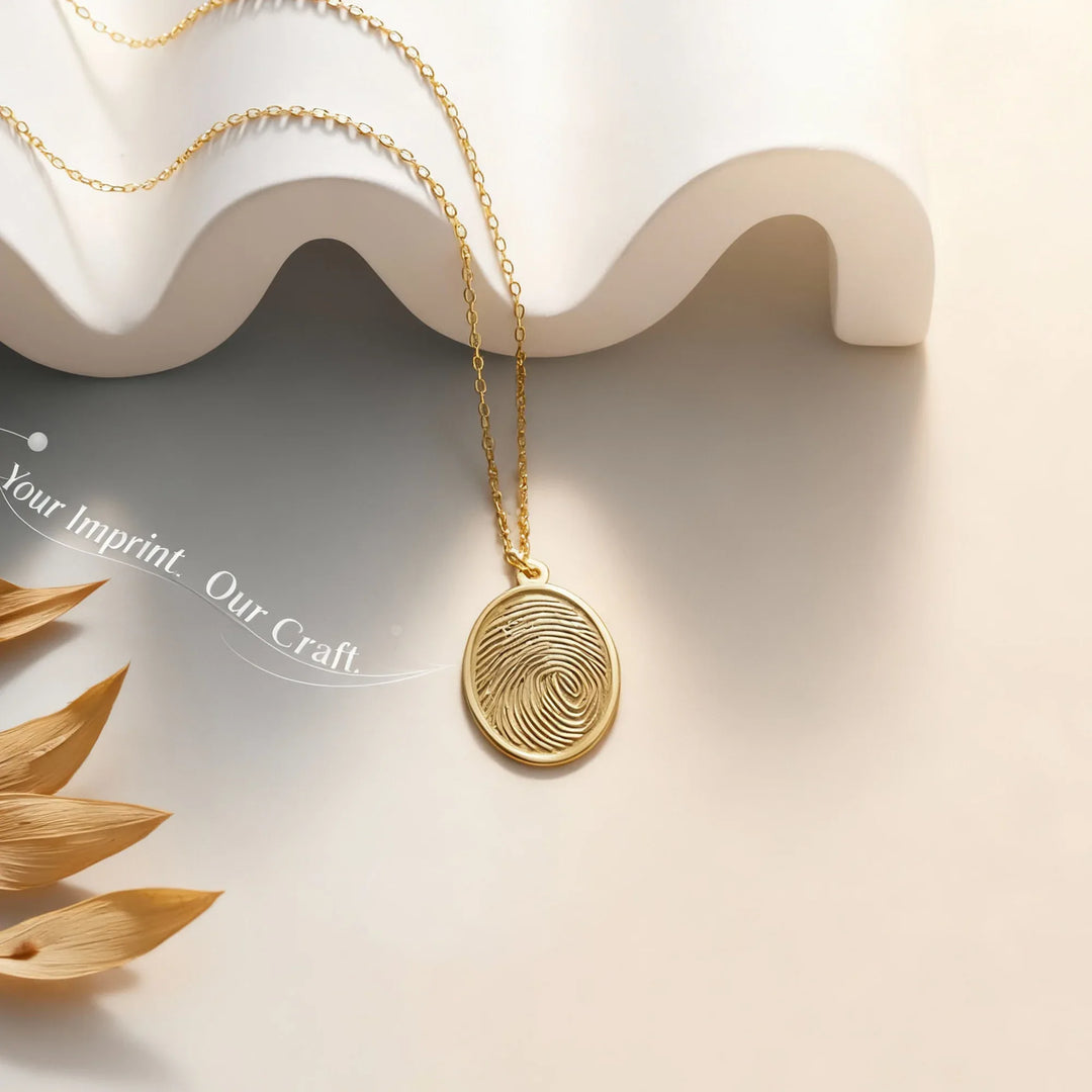 Oval Disc Necklace (Finger Print) - Lyphiyes