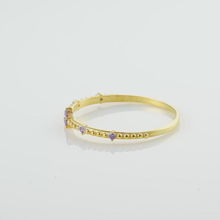 Tiny Flower Birthstone Band Ring - video