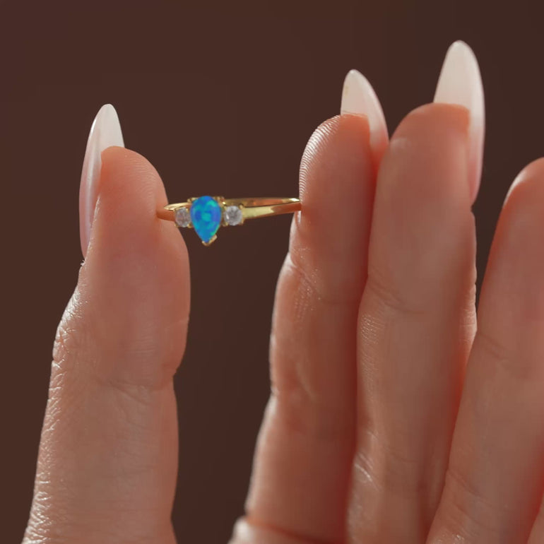 Opal Stone Ring with Diamonds - video