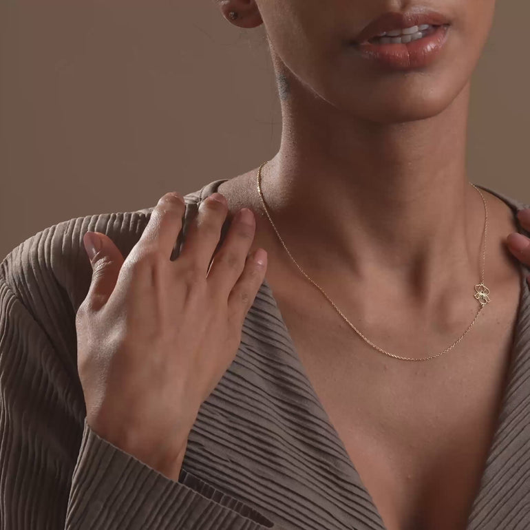 Sideways Birthflower Cut Out Necklace - video