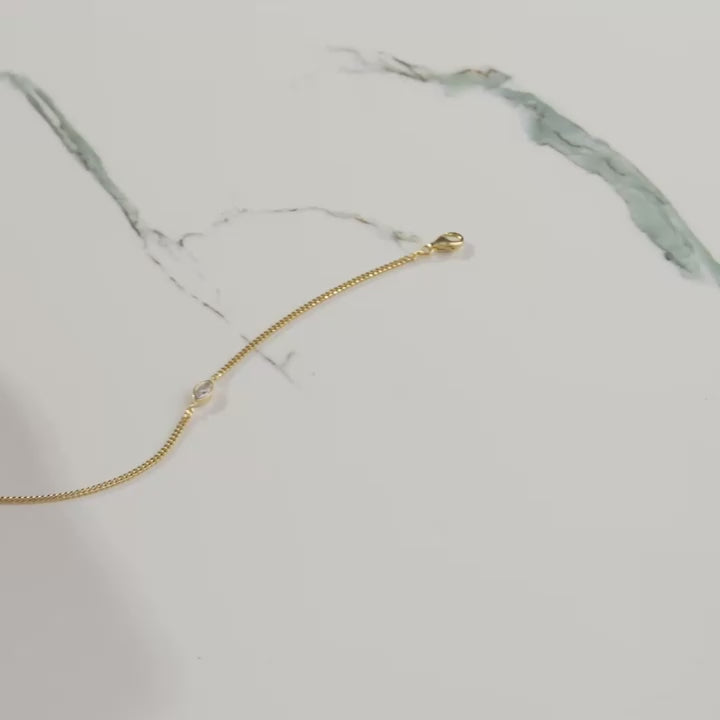 Marquise-Cut CZ Stone Diamond Solitaire Bracelet - video