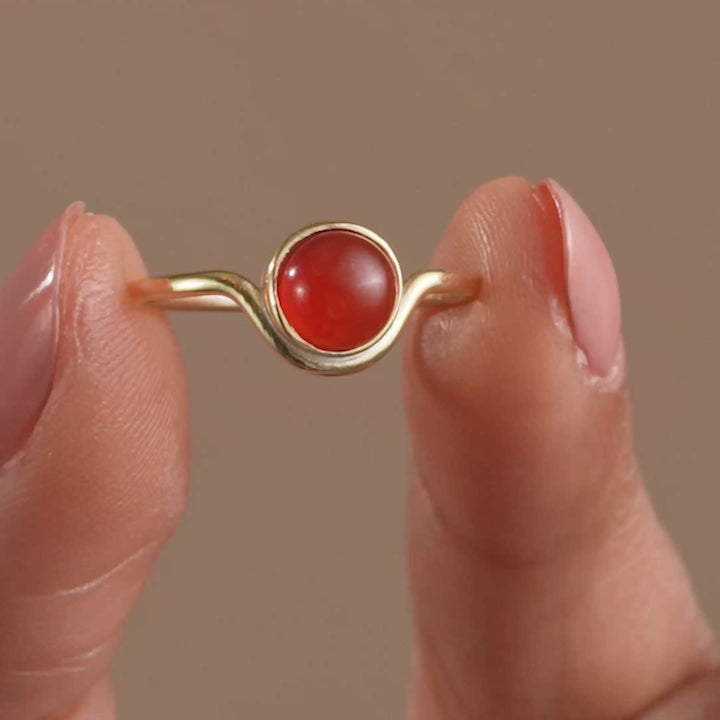 Natural Round Carnelian Stone Ring - video