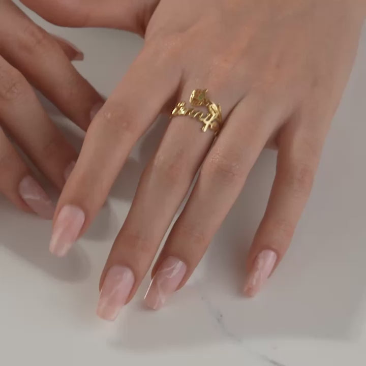 Product video of birth flower name ring