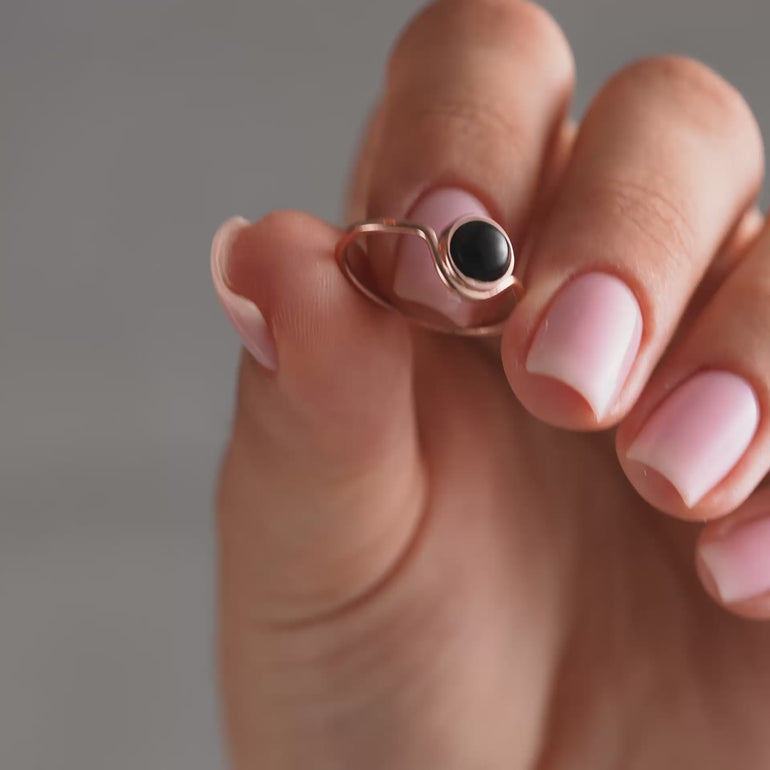 Natural Round Onyx Stone Ring - video